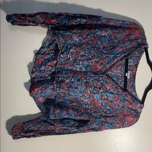 High low,button down, cropped blouse